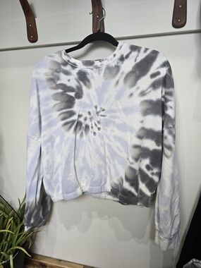 Garage Gray and White Tie-Dye Sweatshirt